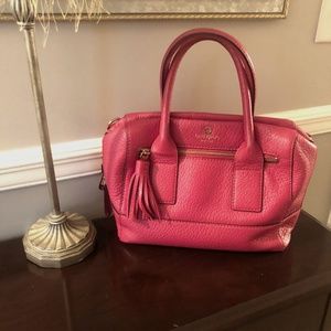 Kate Spade Dark Pink Leather Handbag with Tassel Zipper